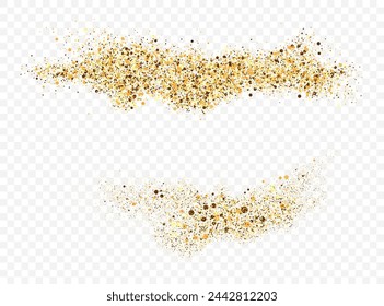 Gold colored particles,abstract shape element for design. Gold glitters.