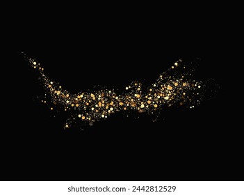 Gold colored particles,abstract shape element for design.