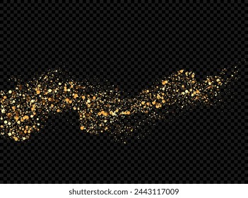 Gold colored particles,abstract shape element for design. Gold glitters.