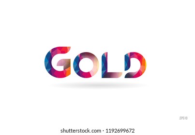 gold colored rainbow word text suitable for card, brochure or typography logo design