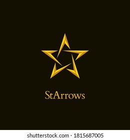 Gold colored star icon. Shiny luxury vector logo design.