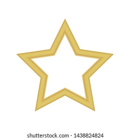 Gold colored star shape. Medal award, winning 3d elemrnts. Vector illustration.