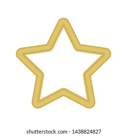 Gold colored star shape. Medal award, winning 3d elemrnts. Vector illustration.