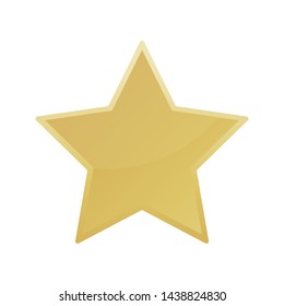 Gold colored star shape. Medal award, winning 3d elemrnts. Vector illustration.