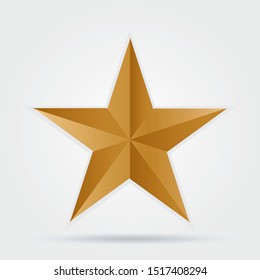 Gold colored star shape. Medal award, winning 3d elemrnts. Vector illustration.