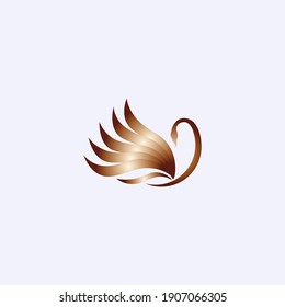 goldfarbene Schwan-Vektorgrafik für Symbole, Symbole und Logos. Gänselogo-Vorlage. flaches Schwan-Logo. Verzierung der Weihnachtskarte
