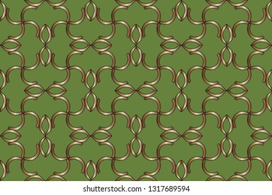 Gold and colored texture. Retro  elegant  flourishes ornamental frame design and pattern background. Seamless  illustration for design. metal mosaic on a colored background.  