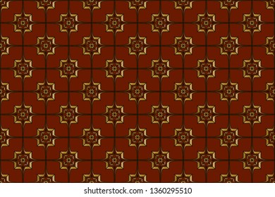 Gold and colored texture. Retro elegant flourishes ornamental frame design and pattern background. Seamless illustration for design. brown color, brown pattern 