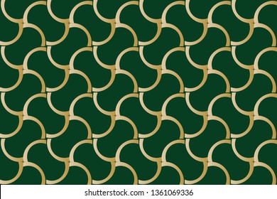 Gold and colored texture. Retro elegant flourishes ornamental frame design and pattern background. Seamless illustration for design. Metal mosaic on a colored background.  