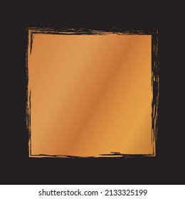gold colored vector brush painted ink stamp banner frame on dark background