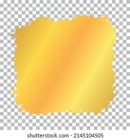 gold colored vector brush painted banner frame on transparent background