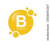 Gold colored vitamin B complex - icon, vector.