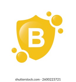 Gold colored vitamin B complex - icon, vector.