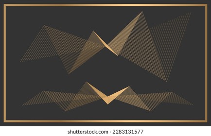 Gold colored wavy stripes design on black background. Suitable for presentation, cover, wallpaper, flyer, logo, poster, brochure. Editable vector illustration