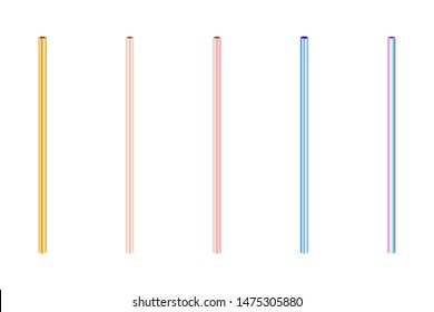 gold and colorful colored metallic stainless straight drinking straws