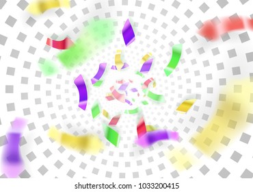 Gold and colorful Confetti Falling on Camera isolated on transparent background. Can be used for flyers banners or web projects. Vector illustration. EPS 10.