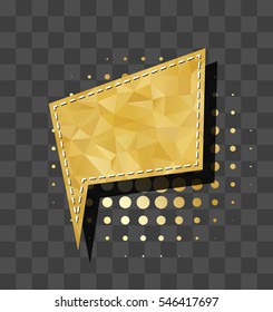 Gold colorful empty cloud sparkle square comic text bubble sound effects. Vector glitter icon speech phrase, cartoon label tag expression, sounds illustration. Comics book balloon