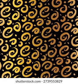 Gold colorful seamless grunge pattern featuring abstract shapes, doodles, scribbles, geometric elements, waves and organic textures