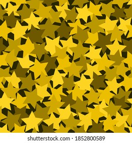 Gold colors modern design backdrop. Yellow halftones bright christmas background. Golden Holiday Magic Sky seamless pattern vector. Simple party Stars Surface illustration.