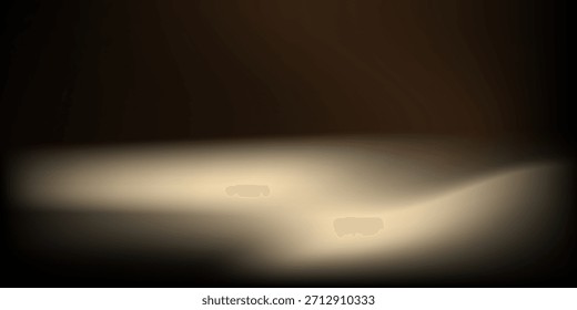 pared de fondo de color dorado con pantalla de piso de punto de luz, telón de fondo dorado con iluminación de pared, maqueta para presentación, representación 3D

