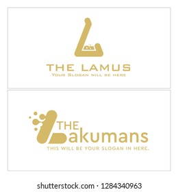 gold combination text symbol initials L lab tube bubble water logo design concept suitable for technology experiment biology chemistry science