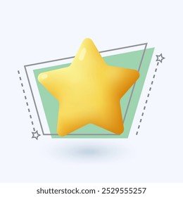 Gold comic star 3D icon. Shiny golden star as symbol of quality or success 3D vector illustration on white background. Success, space, decoration, award concept