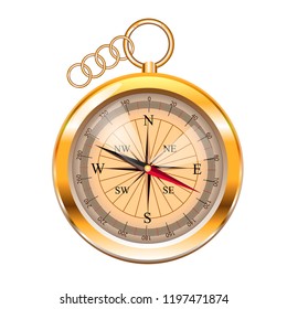 Gold compass with chain