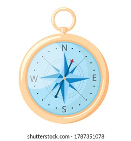 Gold compass isolated on white background. Compass illustration in flat style. Vector icon.