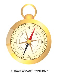 gold compass isolated over white background. vector illustration