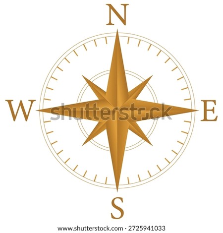 gold compass rose navigation direction travel icon outline