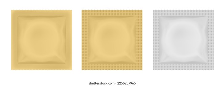 Gold Condom Packungen Modell. Empfängnisverhütung Methode, sichere Liebe. Folienbeutel	