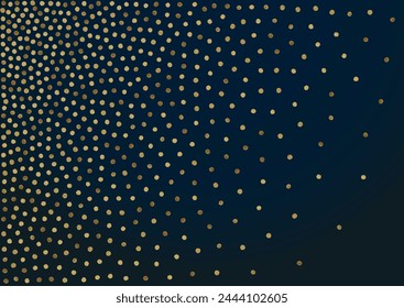 Gold Confetti Anniversary Vector Black Background. Holiday Shine Pattern. Yellow Rain Light Design. Glow Modern Invitation.