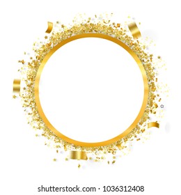 gold confetti around gold  cycle frame on white