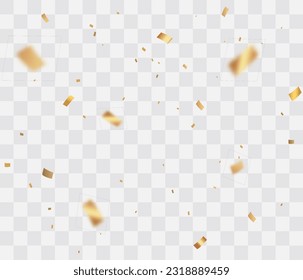 Gold confetti with award podium and spotlights. Winner vector background with confetti.