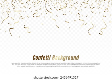 Gold confetti background falls down. for festival decoration vector illustration