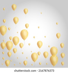 Gold Confetti Background Gray Vector. Baloon Glitter Card. Golden Circus Air. Surprise Festival Frame.