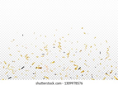 Gold confetti background, isolated on transparent background