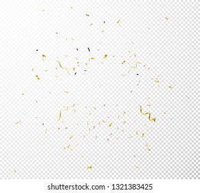Gold confetti background, isolated on transparent background