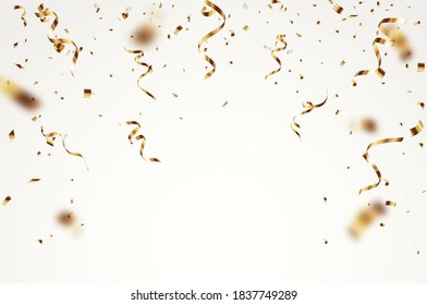 Gold confetti background, isolated on transparent background	