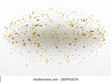 Gold confetti background, isolated on transparent background
