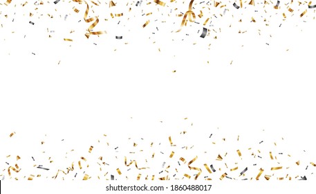 Fondo de confeti dorado, aislado en fondo transparente
