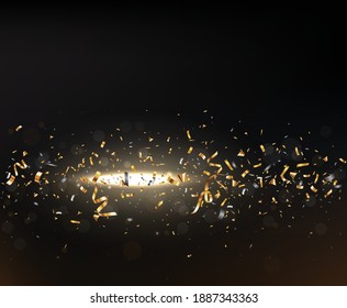 Fondo de confeti dorado, aislado en fondo transparente