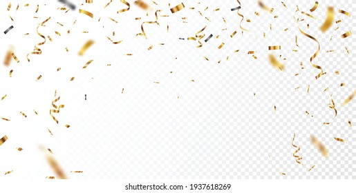 Gold Confetti Background, Isolated On Transparent Background