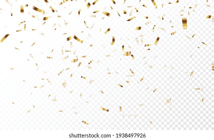 Gold Confetti Background, Isolated On Transparent Background