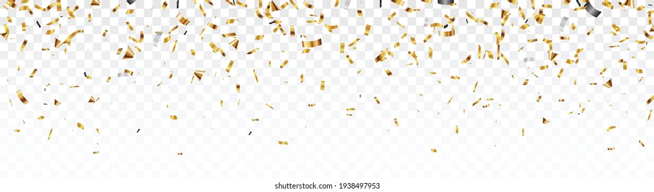 Gold Confetti Background, Isolated On Transparent Background