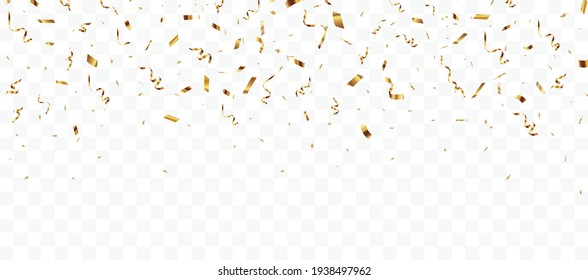 Gold Confetti Background, Isolated On Transparent Background