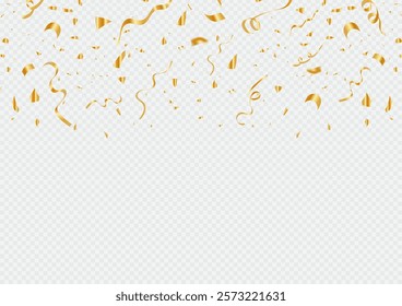 Gold confetti background, Gold confetti isolated on transparent background,