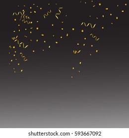 Gold confetti background. Many falling tiny confetti pieces.Illustration vector eps10