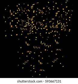 Fondo de confeti de oro. Muchas piezas de confeti diminutas que caen. Vector de ilustración eps10
