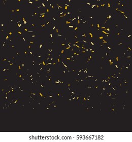 Gold confetti background. Many falling tiny confetti pieces.Illustration vector eps10